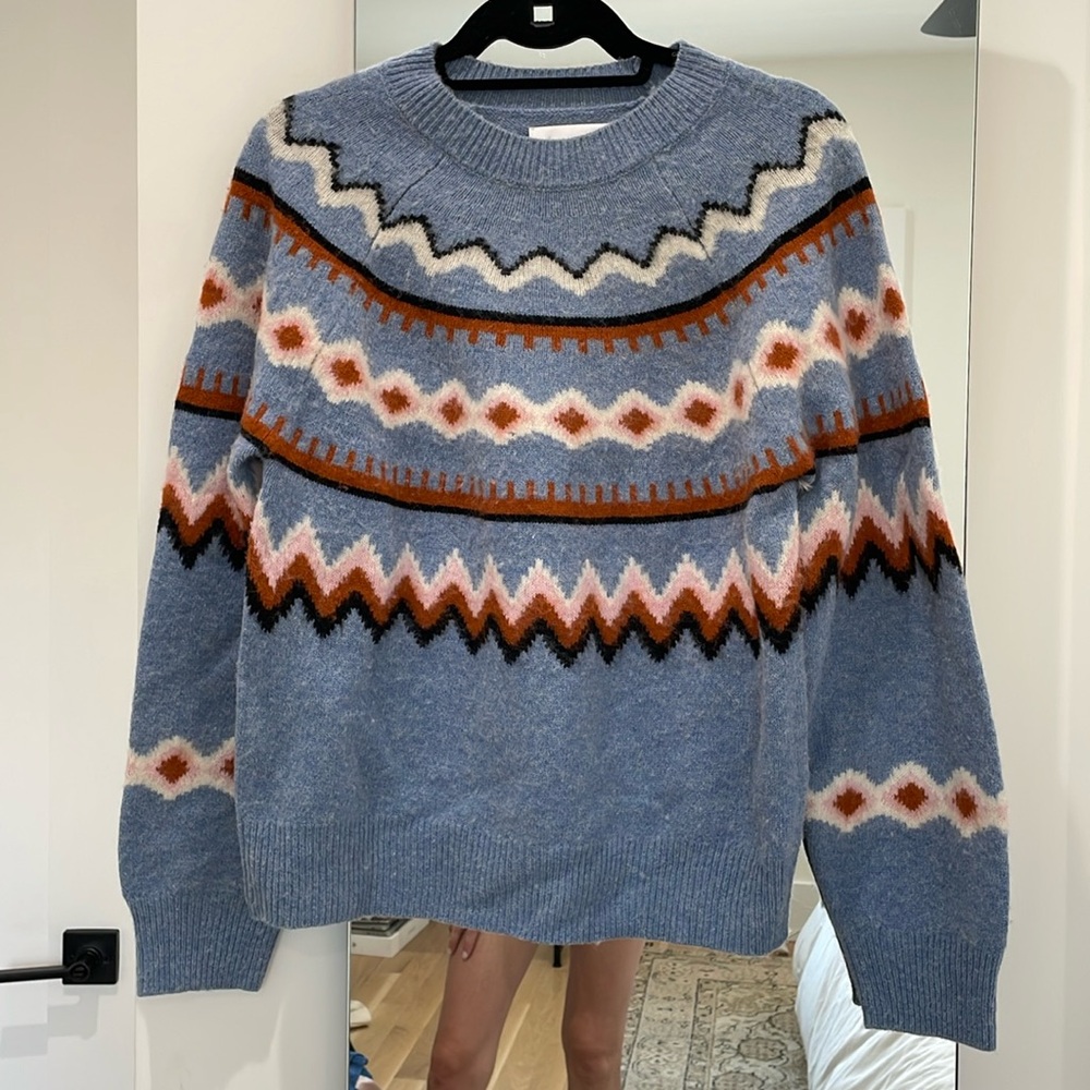 Samsoe Samsoe Fair Isle sweater blue/pink orange print